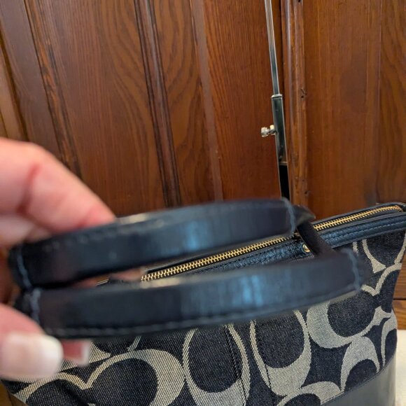 COACH Signature Denim Stripe Tote - Picture 9 of 11